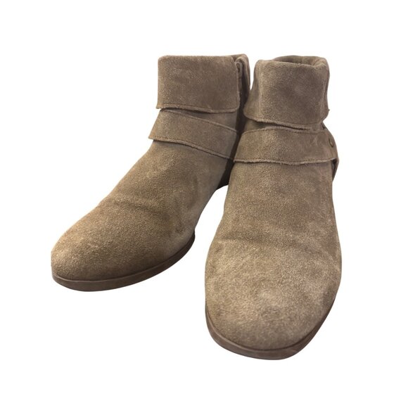 Sole Society Taupe Suede Ankle Boots With Wraparound Strap & Side Zipper - Picture 6 of 11